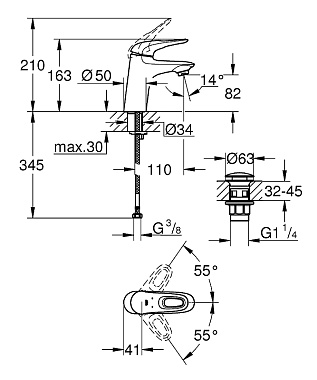 Смеситель для раковины GROHE Eurostyle 23929003 хром