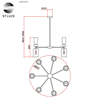 Люстра потолочная ST Luce GEA SL2000.202.07 280Вт 7 лампочек E14