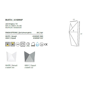 Светильник настенный Arte Lamp BUSTA A1609AP-1GY 7Вт LED