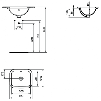 Раковина встраиваемая снизу IDEAL STANDARD CONNECT E505601 42х35см