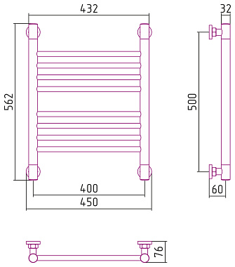 Полотенцесушитель СУНЕРЖА Богема+ прямая 05-0220-5040 бронза состаренная