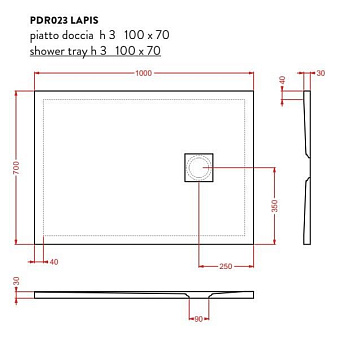 Душевой поддон ArtCeram Lapis PDR023 41 00 100х70см