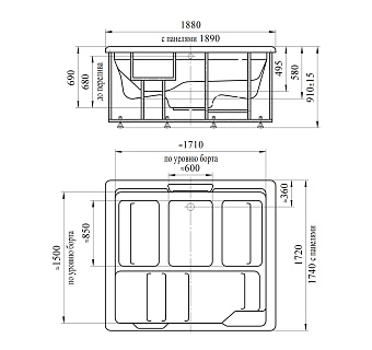 Мини бассейн СПА RADOMIR ЦЕЗАРЬ 1-30-0-0-0-0501Б 1890х1740х69см 0,85куб.м