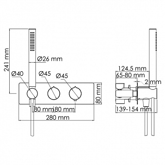 Смеситель для душа WASSERKRAFT Elbe 7400 7488 Thermo чёрный