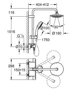 Душевая система GROHE Eurotrend System 190 26249000 хром