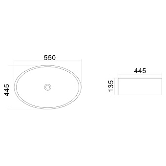Раковина накладная AM-PM Universal C8FC0X055GWOV 55х44,5см
