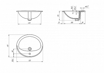 Раковина встраиваемая сверху CERSANIT CALLA S-UM-Cl/1-w 53,5х41см