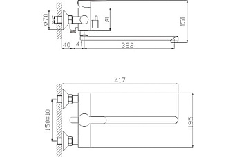 Смеситель для ванны Maxonor MN22801 хром