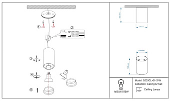 Светильник потолочный Maytoni Zoom C029CL-01-S-W 50Вт GU10