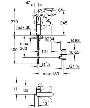 Смеситель для раковины GROHE Eurostyle Solid 23718003 хром