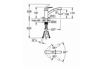 Смеситель для кухни GROHE Eurosmart 30305DC1 выдвижной излив сталь