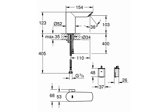 Смеситель для раковины GROHE Bau Cosmopolitan E 36451000 хром