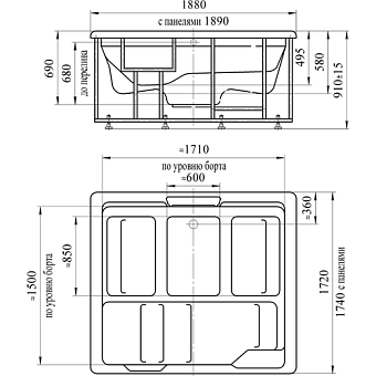 Мини бассейн СПА RADOMIR ЦЕЗАРЬ 1-30-0-0-0-0501П 1890х1740х69см 0,85куб.м