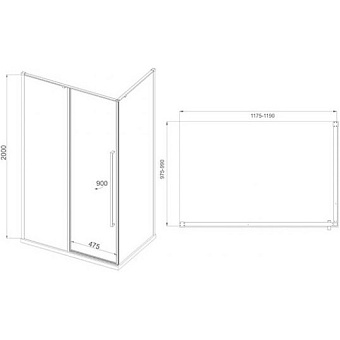 Угловое ограждение MIRSANT NEXT УТ000059231 200х120см стекло прозрачное