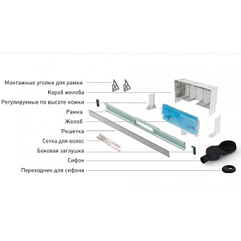 Щелевой душевой трап BERGES WALL 091157 1000 100,5х31,2см горизонтальный сток