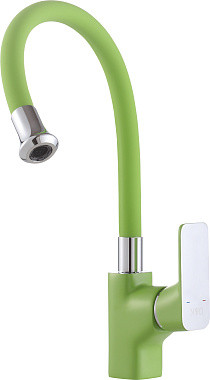Смеситель для кухни D&K BerlinHumboldt DA1432912 гибкий излив зелёный/хром