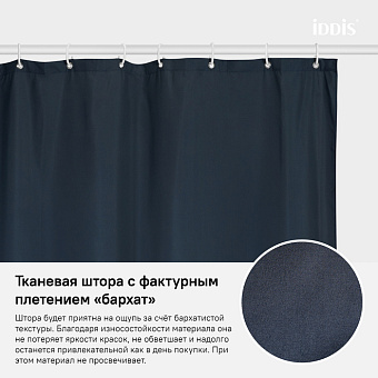 Шторка для ванной IDDIS Basic B69P218i11 180х180см синий