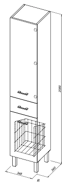 Пенал напольный AQUANET Верона 272431 34х34,8х200см чёрный