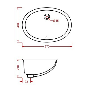 Раковина встраиваемая снизу ArtCeram Diana DIL001 01 00 57х40,4см