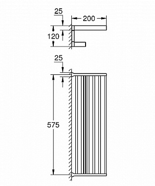 Полка в ванную прямоугольная GROHE Selection Cube 40804000 1-ярусная 20х57,5см хром