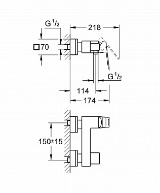 Смеситель для душа GROHE Eurocube 23145000 хром
