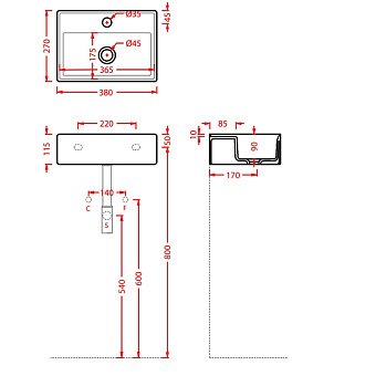 Раковина накладная ArtCeram SCALINO SCL005 01 00 27х38см