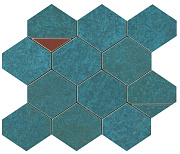 Керамическая мозаика Atlas Concord Италия Blaze 9BNV Verdigris Mosaico Nest 29,4х25,8см 0,455кв.м.