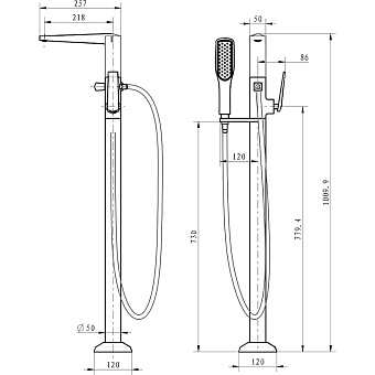 Смеситель для ванны Boheme Venturo 389 золотой