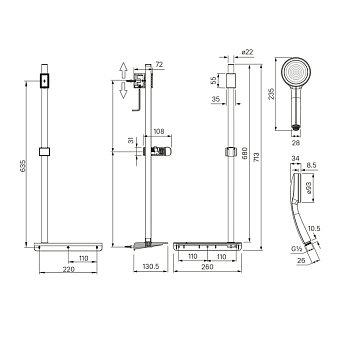 Душевой гарнитур IDDIS SpaHome SPA1F68i16 хром