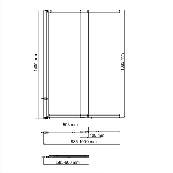Стеклянная шторка на ванну WASSERKRAFT Main 41S02-100WS 140х100см