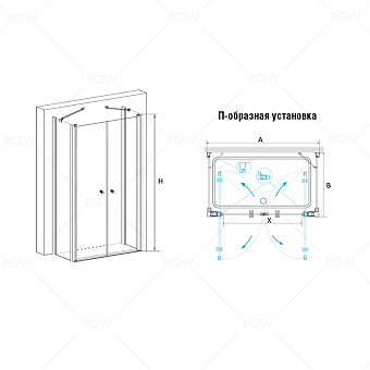 Угловое ограждение RGW Passage 040847180-011 PA-47-1 185х80см стекло прозрачное