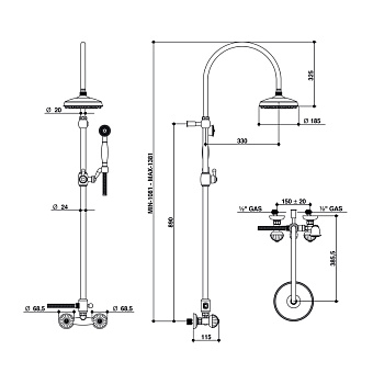Душевая система Bongio Radiant 02537CR0D хром