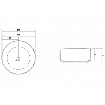 Раковина накладная Abber BEQUEM AC2108MB 36х36см