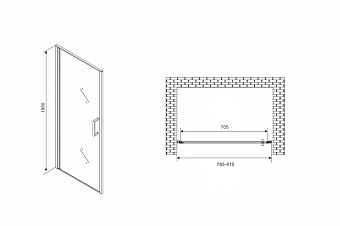 Душевая дверь Abber Sonnenstrand AG04080B 195х80см стекло прозрачное