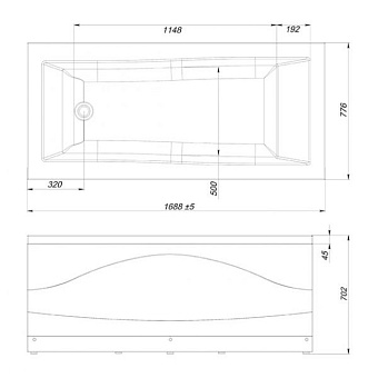 Ванна акриловая SOLE Quadro УТ000037790 170х75см пристенная