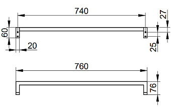 Полотенцедержатель Keuco Edition 90 19101010800 хром 76см