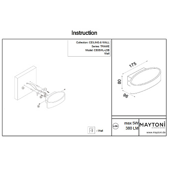 Светильник настенный Maytoni Trame C806WL-L5B 6,3Вт LED