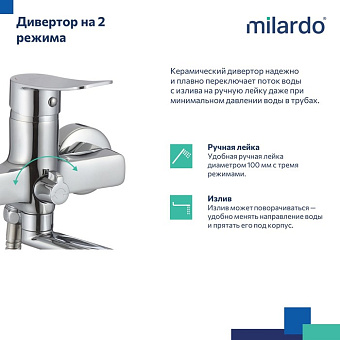 Смеситель для ванны MILARDO Demi DEMSB02M02 хром глянец