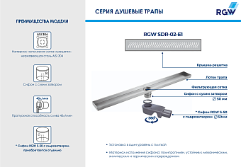 Душевой лоток RGW 21210260-01 SDR-02-E1 60х9см горизонтальный сток с решёткой