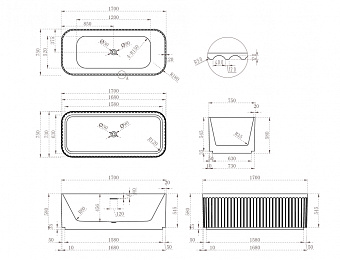 Ванна акриловая Abber AB9411-1.7 170х75см отдельностоящая