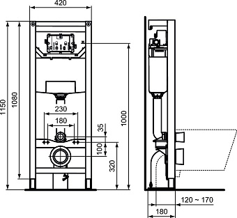 Инсталляция для подвесного унитаза IDEAL STANDARD PROSYS R015467