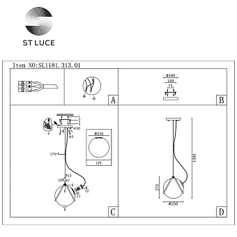 Люстра подвесная ST Luce ACERRA SL1181.313.01 40Вт 1 лампочек E27