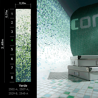 Стеклянная мозаика Ezzari VERDE №8 белый/зелёный 31,3х49,5см 2кв.м.