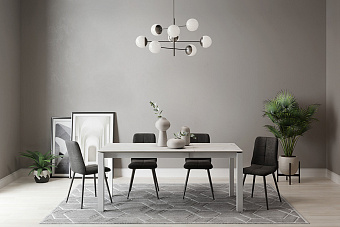 Кухонный стол раскладной AERO 80х120х77см закаленное стекло/керамика/сталь Carrara