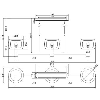 Светильник подвесной Maytoni Vision MOD411PL-03G 60Вт E14