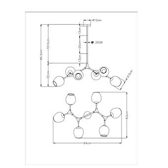 Люстра подвесная Arte Lamp YUKA A4103SP-6GO 40Вт 6 лампочек E27