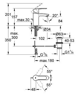 Смеситель для раковины GROHE Eurostyle Cosmopolitan 3355220E хром