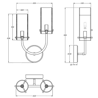 Светильник настенный Maytoni Arco MOD223WL-02BS1 40Вт G9