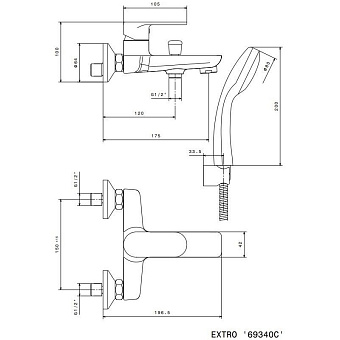Смеситель для ванны KERAMA MARAZZI Piano 69340CKM.21.018 хром