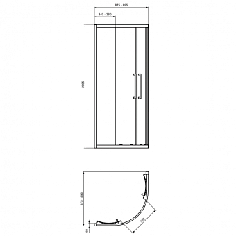 Угловое ограждение IDEAL STANDARD Ideal Standard i.life T4935EO 200,5х90см стекло прозрачное